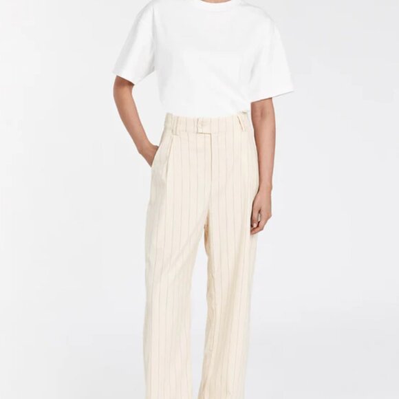 DISSH Pants - DISSH Sander Cream Striped Pant [wide leg, trouser, workwear]